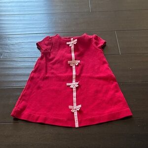 Janie and Jack Red Dress with Pink Bow Details
